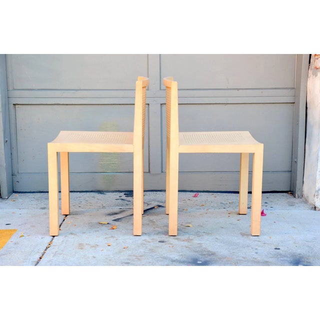 1980s Vintage Minimalistic Beechwood Side Chairs- A Pair For Sale In Los Angeles - Image 6 of 7
