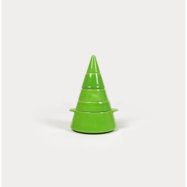 Green Ceramic Stackable Cone Tableware Set by Pierre Cardin for Franco Pozzi, 1970, Set of 5 For Sale - Image 14 of 16