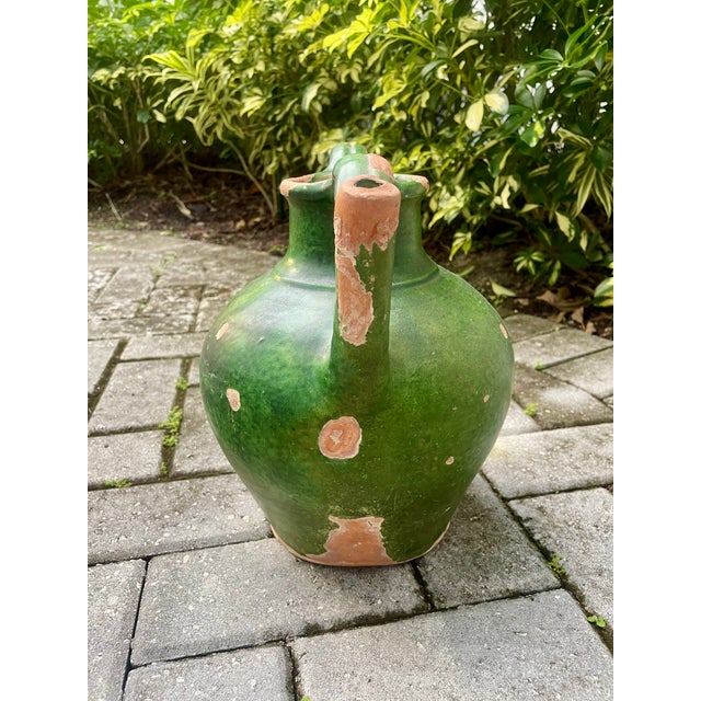 19th Century French Green-GLazed Terracotta Water Jug With Double Handles For Sale - Image 10 of 12
