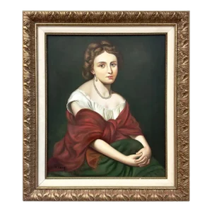 Classical Portrait of a Young Woman Oil on Canvas Painting , Signed & Framed