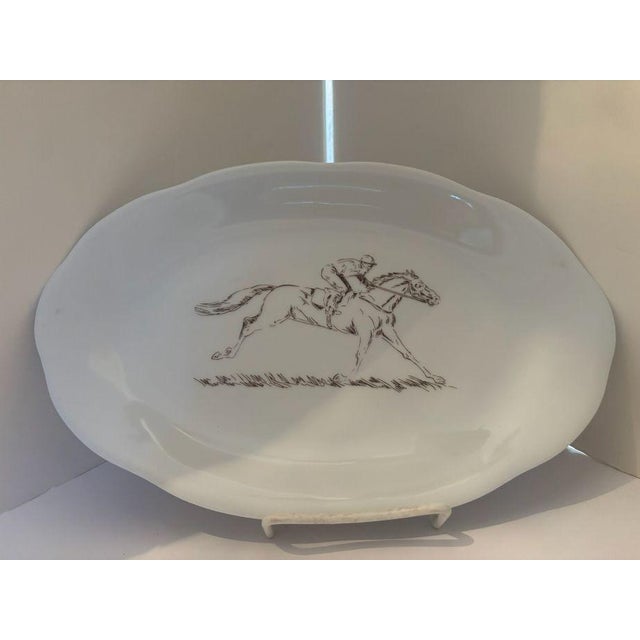 Racehorse Porcelain Platter 13" w x 9" h Scalloped edge not signed or marked Horse racing varies greatly by the country...