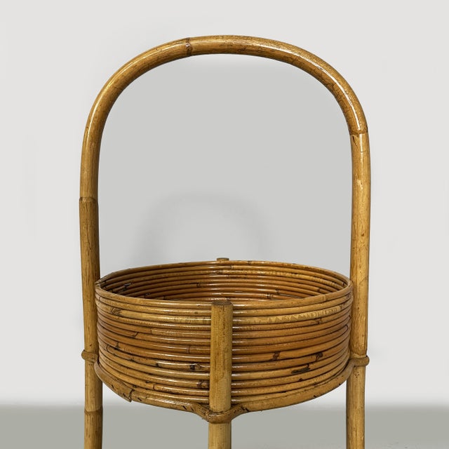 Mid-Century Modern Italian Bamboo and Rattan Serving Trolley, 1960s For Sale - Image 4 of 10