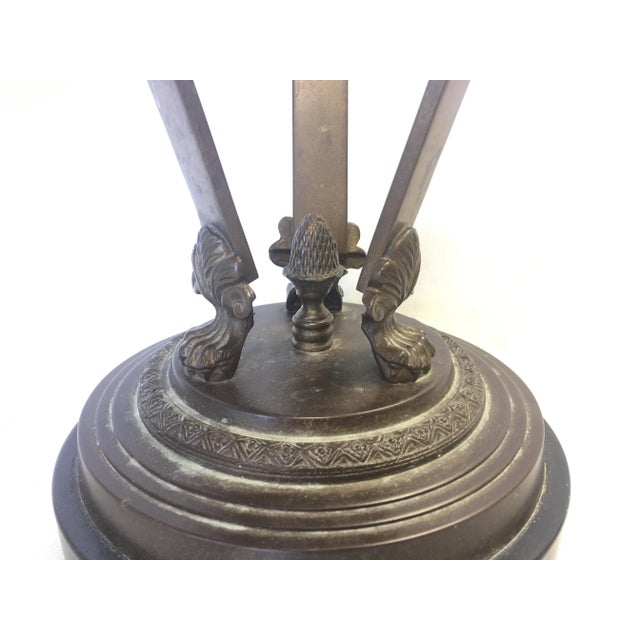 Metal Vintage Brass Rams Head Pedestal Stand With Glass Bowl Catchall For Sale - Image 7 of 9