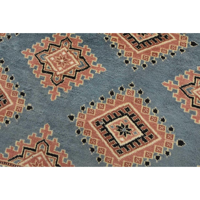 Bokhara Jaldar Rug 6’3” X 9’3” Blue Wool Tribal Hand-Knotted Oriental Carpet For Sale - Image 4 of 13