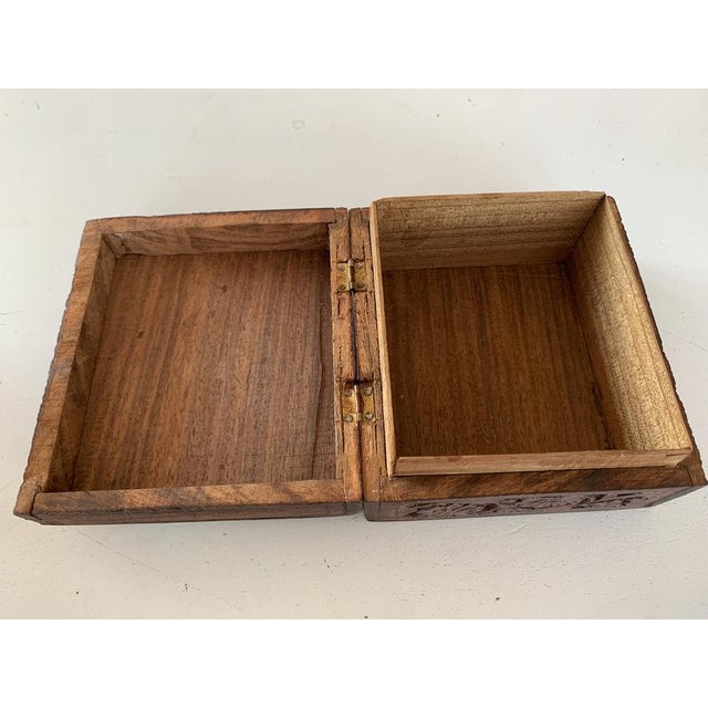 Hand-Carved Mahogany Box, 1950s For Sale - Image 11 of 12