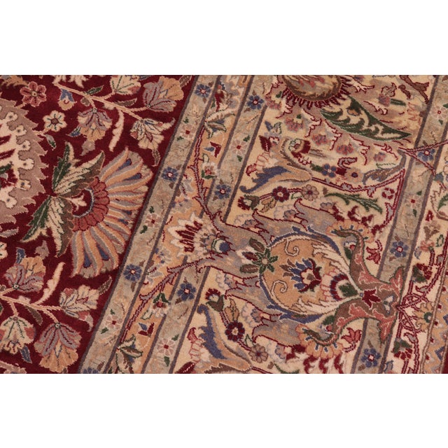 1990s Shabby Chic 1990's Pak-Persian Red/Beige Wool Rug - 9'2'' X 12'4'' For Sale - Image 5 of 9