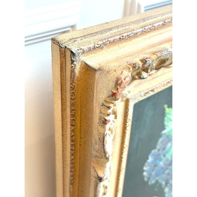 Vintage Signed Expressive Floral Still Life Oil Painting in Carved Giltwood Frame - 27" X 33" For Sale In Chicago - Image 6 of 8