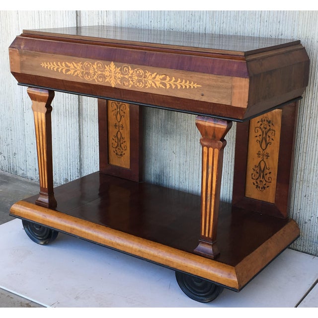 1830s French Empire Marquetry Console Table in Rosewood and Maple For Sale In Miami - Image 6 of 13