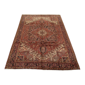 Heriz Rug 9’11” X 12’9” Red Wool Vintage Traditional Hand-Knotted Carpet