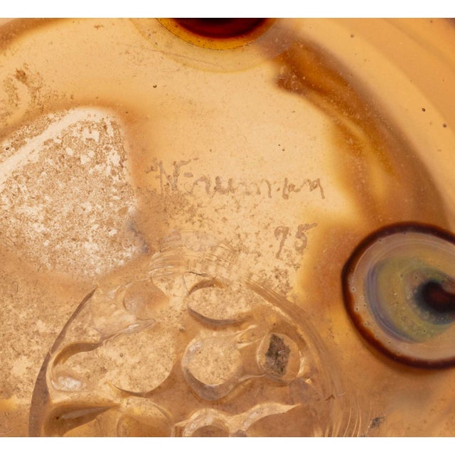 Amber Modern Pulled Feather Amber Glass Vase, 1975 For Sale - Image 8 of 8