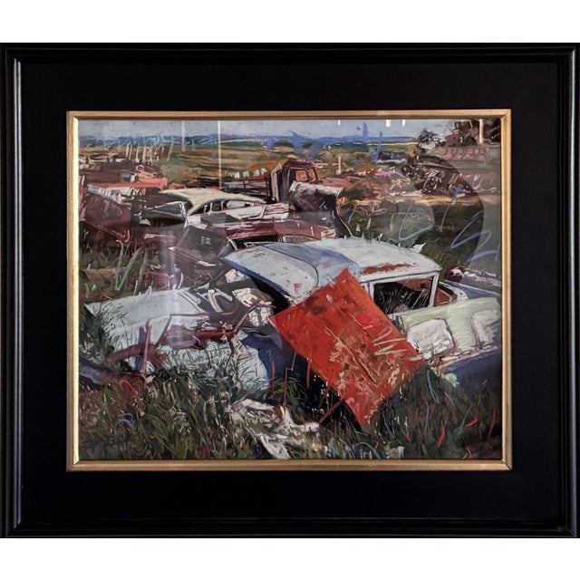 Jeff Slemmons Fixer Uppers by Jeff Slemons | Soft pastel on sanded paper depicting abandoned cars in a field. For Sale - Image 4 of 5