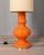 Floor lamp with orange glass body and fabric lampshade, Italian design, 1970s. European Plug (up to 250V).The wiring of...
