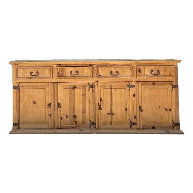 Vintage Knotty Pine Long Credenza For Sale