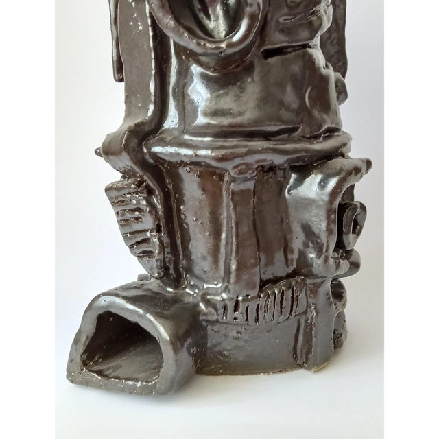 Black Pablo Picasso Inspired Sculptural Ceramic Vase For Sale - Image 8 of 9