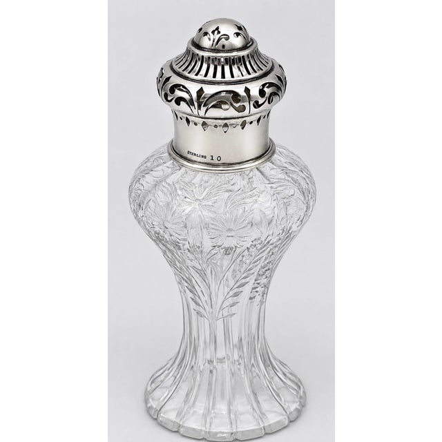 Traditional Antique American Sterling Silver and Cut Crystal Dresser Bottle, circa 1900 For Sale - Image 3 of 17