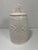 RARE! Vintage White Ceramic Foo Dog Decorated Lidded Jar Made in Italy Aprox. dimensions: 7.5"H x 4" diameter Very good...