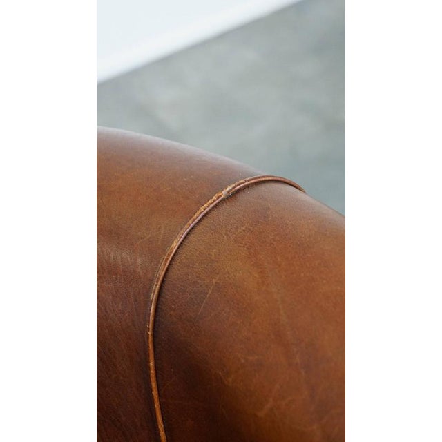 Cognac-Colored Sheep Leather Club Chair For Sale - Image 10 of 13