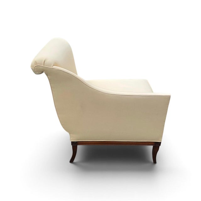 Pair of Federal Revival Mahogany Swan-Arm Armchairs With Neoclassical Rosette Details, Mid-20th Century For Sale - Image 10 of 15
