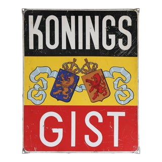 Dutch Konings Gist Advertising Sign, circa 1950 For Sale
