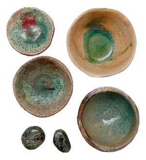 Green Decorative Ceramics by N. Lebrun for Fond d'Atelier, Belgium, 1970s, Set of 6