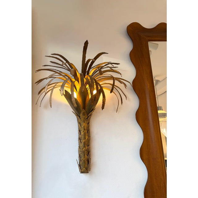 1970s Pair of Brass Palm Tree Sconces by Maison Jansen, France, 1970s For Sale - Image 5 of 12