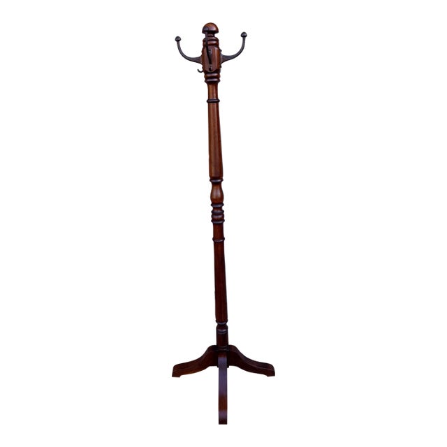 Antique Turned Mahogany Coat & Hat Rack, Circa 1890-1910 For Sale