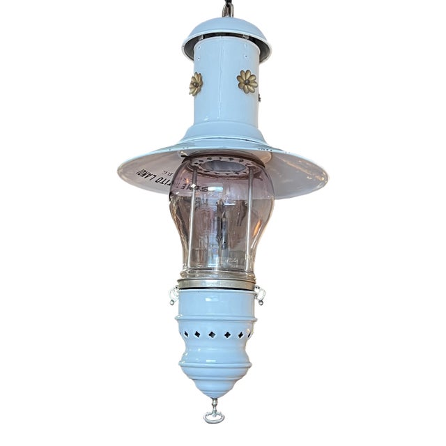 Antique French Industrial White Porcelain Gas Lamp “Systeme Tito Landi” C. 1900 For Sale
