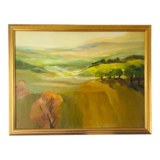 Vintage American School Impressionist Oil Painting Landscape by Carol Long - Framed For Sale