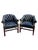 Vintage Chesterfield Style Tufted Chairs in Black a Pair Great design with leather and brass nailheads. Clean and comfortable