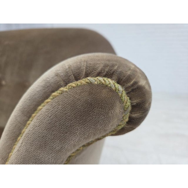 Danish Armchair in Green Furniture Velour, 1960s For Sale - Image 4 of 18