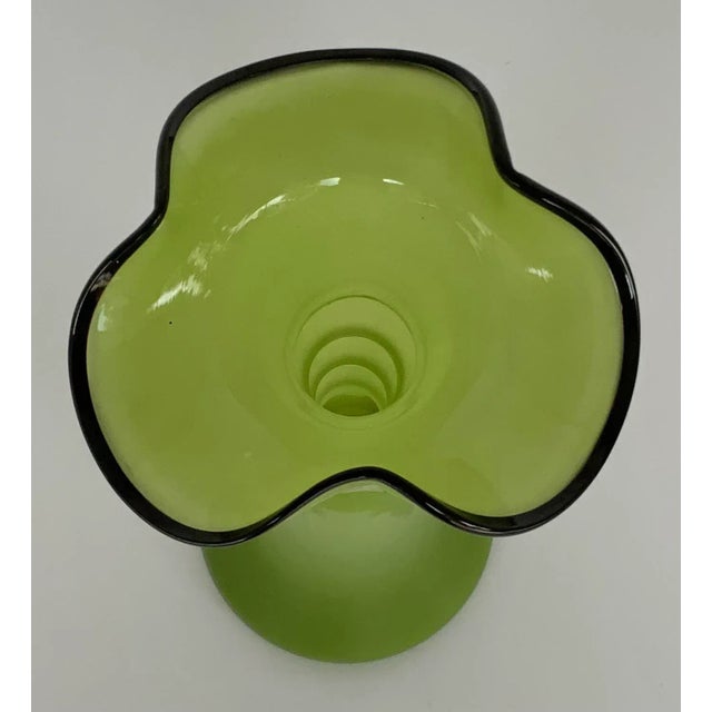 Modern Antique Czech Tango Tall Green Art Glass Vase For Sale - Image 3 of 5