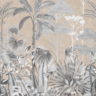 Harlequin Floreana Wallpaper in Gilt/Black Earth/ Tranquility For Sale