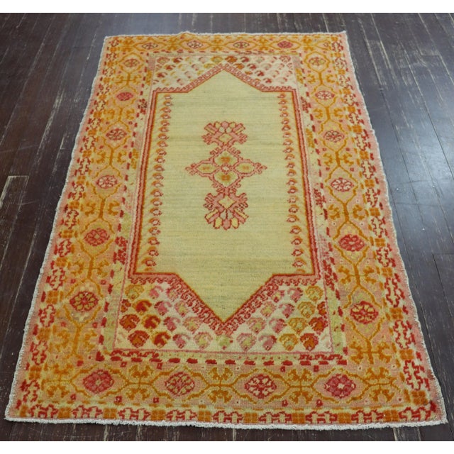 Textile Antique Turkish Oushak Prayer Rug, Western Anatolia, Circa 1900 For Sale - Image 7 of 9