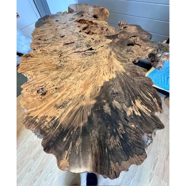 Brown Handcrafted Burlwood Table - One of a Kind Statement Piece For Sale - Image 8 of 11