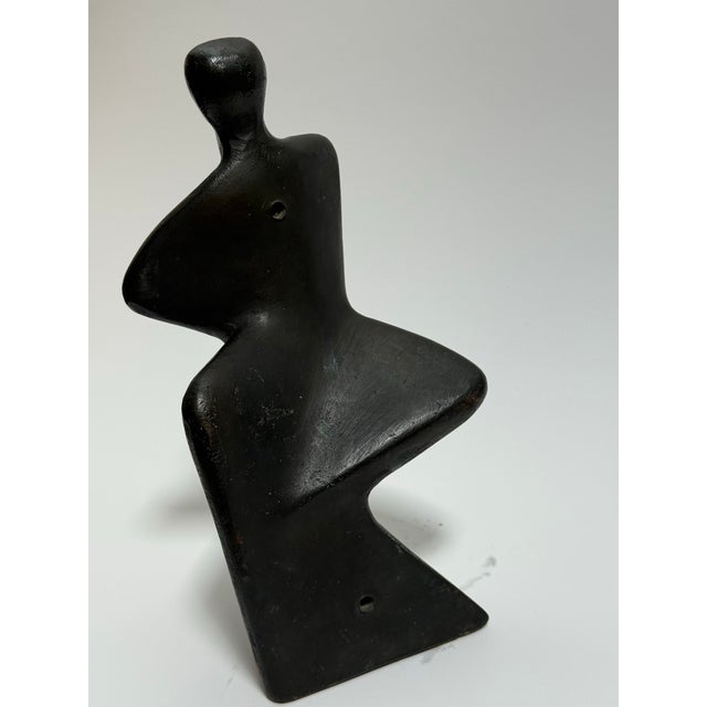 Mid-Century Modern Mid 20th Century Modernist Bronze Figural Sculpture 9.5” Tall For Sale - Image 3 of 9