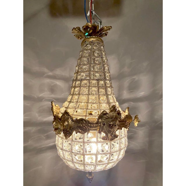 1980s French Louis XVI Gold Bronze Chandelier Ceiling Light – 1 Pc For Sale - Image 15 of 15