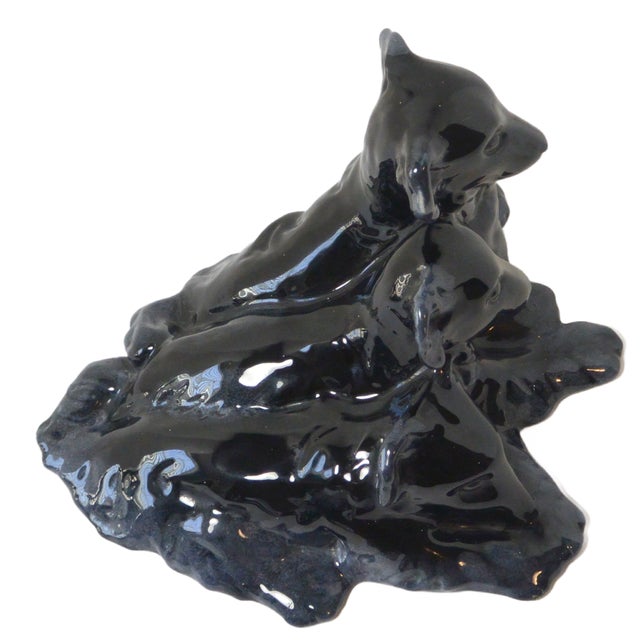 Ceramic 1940s Royal Haeger "Bunch O' Collie Pups" Figurine in Ebony Glaze For Sale - Image 7 of 9