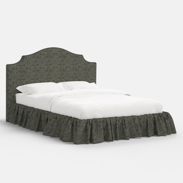 Spritely Home Stoffer Home x Cloth & Company Thelma Ruffle Platform Bed in Geogian Vine Olive and Slate, Twin For Sale - Image 4 of 7