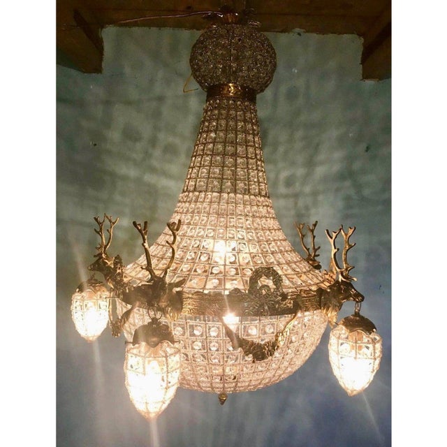 Mid-20c French Louis XVI Rococo Gold Bronze XL Chandeliers Pair For Sale - Image 13 of 15