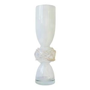 Postmodern Abstract White Opaline Art Glass Vase