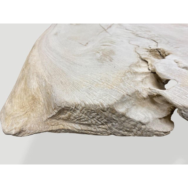 2010s Andrianna Shamaris Minimalist Bleached Teak Wood Coffee Table or Bench For Sale - Image 5 of 18