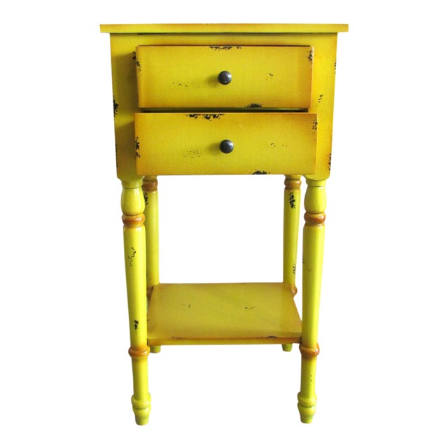 2 Drawer Yellow Distressed Accent Table Chairish