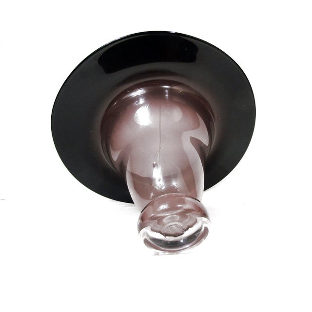 Amethyst MCM Style Amethyst Crystal Glass Footed Vase With Wide Rim For Sale - Image 8 of 11