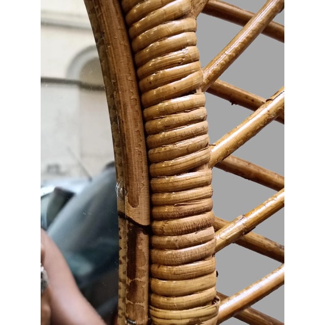 Tan Bamboo Mirror, 1950s For Sale - Image 10 of 11
