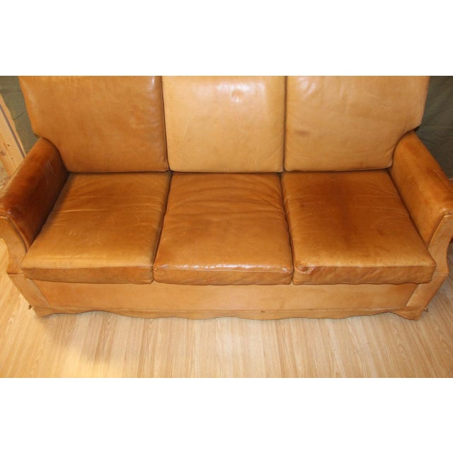 Havana Leather Club Sofa, 1970s For Sale - Image 4 of 11