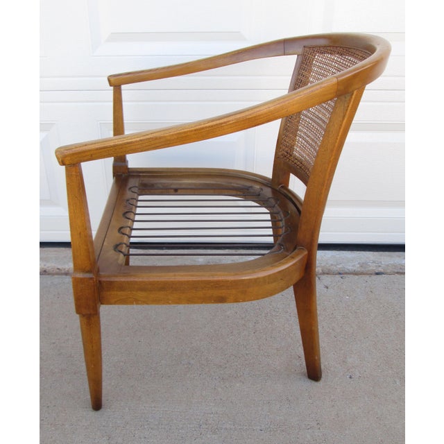 American of Martinsville Mid 20th Century American of Martinsville Barrel Back Cane Arm Chair For Sale - Image 4 of 16