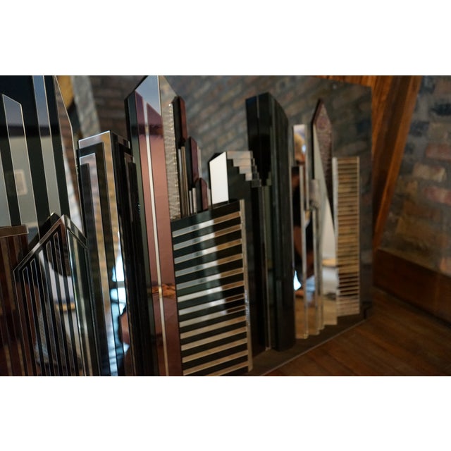 1990s Grand Scale Mirrored Chicago Skyline Sculpture by Harvard Reflections For Sale - Image 4 of 12