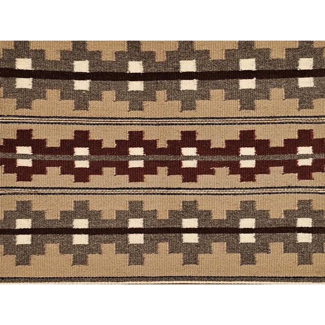 Textile Vintage Native American Indian Navajo Rug, Geometric Banded Pattern, Wool & Cotton, 2x3 For Sale - Image 7 of 14