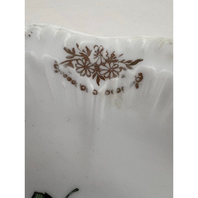 Antique Schwarzenhammer Bavaria European Traditional Floral Porcelain Bowl With Gilt Scalloped Rim For Sale - Image 4 of 7