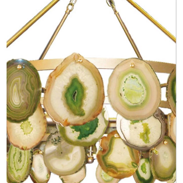 Black Marjorie Skouras Black Sea Black Agate Slice and Silver Iron Chandelier For Sale - Image 8 of 12